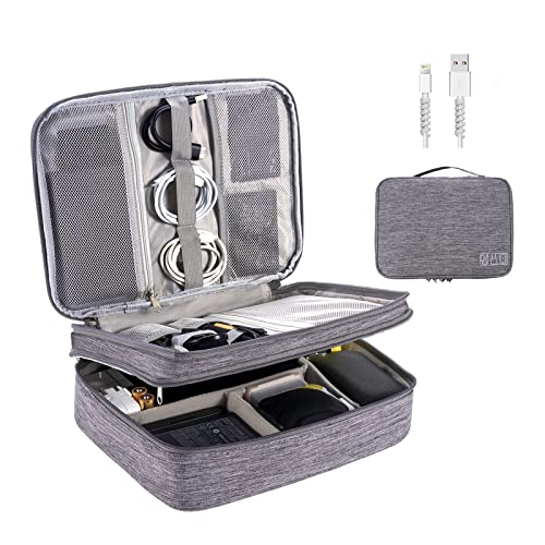 OrgaWise Kabeltasche Kabelorganizer Kabel Etui Elektronik Zubehör Organizer Tasche Universaltasche für Bag Accessories(3layer-Grau) von OrgaWise