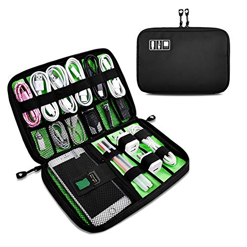 OrgaWise Kabeltasche Kabelorganizer Reisen Kabel Etui Elektronik Zubehör Organizer Tasche Universaltasche für Bag Accessories Handy Ladekabel, Powerbank, USB Sticks (Schwarz) von OrgaWise