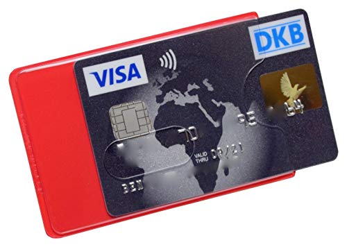 Orgaexpert 6X EC Kartenhülle Stabil NEU Kreditkartenhüllen, Scheckkartenbox, Schutzhülle (Rot - transparent) von Orgaexpert