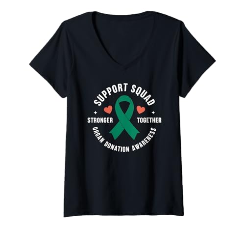 Damen Organspende Bewusstsein Green Ribbon Support Organspender T-Shirt mit V-Ausschnitt Damen Organspende Bewusstsein Green Ribbon Support Organspender T-Shirt mit V-Ausschnitt von Organ Donation Awareness Apparel