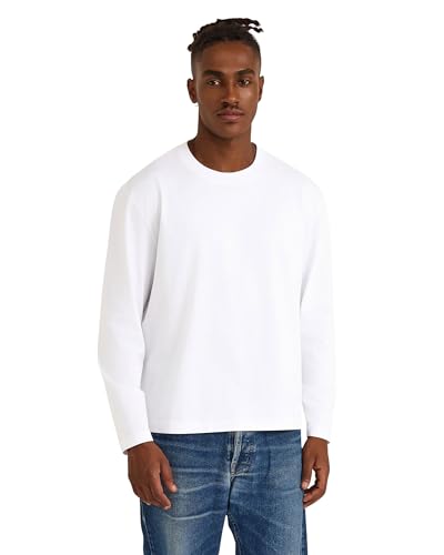 Organic Basics True Heavy Cotton Boxy Fit Langarm-T-Shirt für Herren, Weiss/opulenter Garten, Klein Organic Basics True Heavy Cotton Boxy Fit Langarm-T-Shirt für Herren, Weiss/opulenter Garten, Klein von Organic Basics