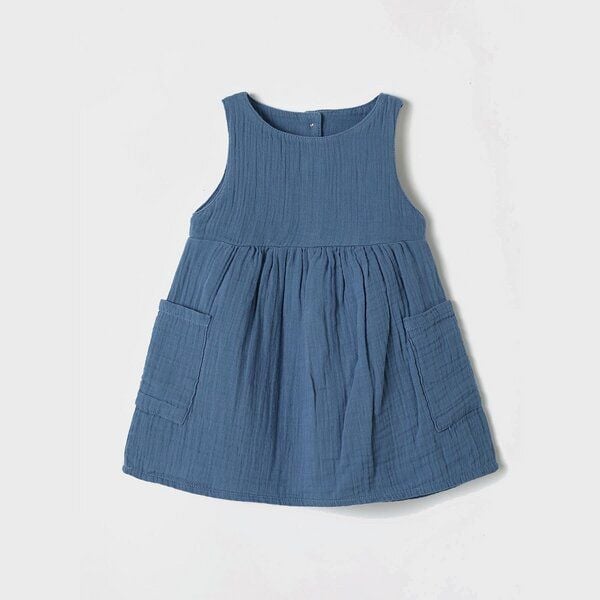 OrganicEra Bio Musselin ärmelloses Kleid mit Tasche von OrganicEra