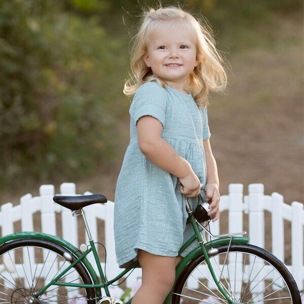 OrganicEra Kurzärmeliges Bio-Musselin-Kleid mit Glitzer von OrganicEra