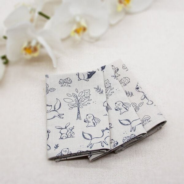 OrganicMom® 3 handgenähte Kinder-Taschentücher inkl. Beutel - Bio-Baumwolle von OrganicMom®