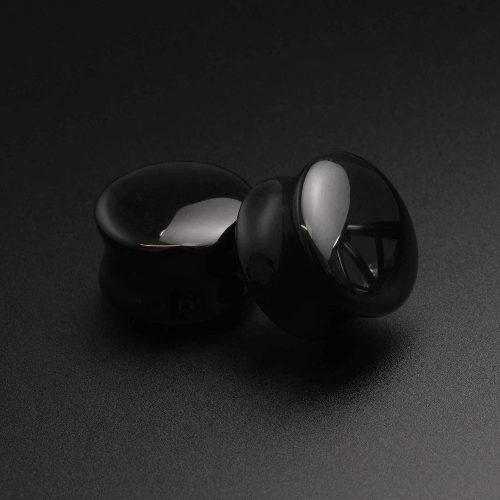 Schwarzer Onyx Double Flare Konvexer Bio Stein Plug | Organic Ohrmesser in Verschiedenen Größen 4 Mm - 16 von OrganicsPlugShop