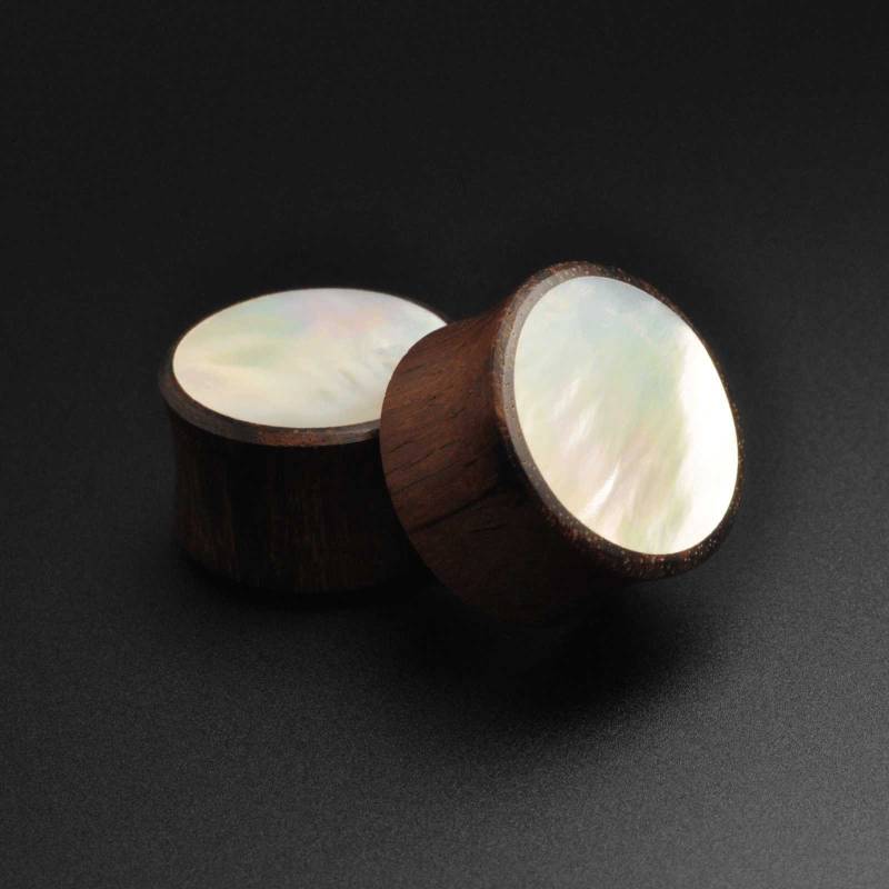 Sono Holz Double Flare Plug Mit Perlmutt Inlay | Hölzerne Ohr-Dehner-Messgeräte Größen 6 Mm | 2G - 25 | 1" von OrganicsPlugShop