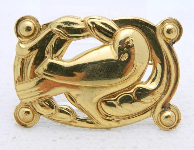 Vintage 1940Er Coro Sterling Gold Vermeil Vogel Pin Brosche 19 Gramm von OrganizedChaosLLCMa