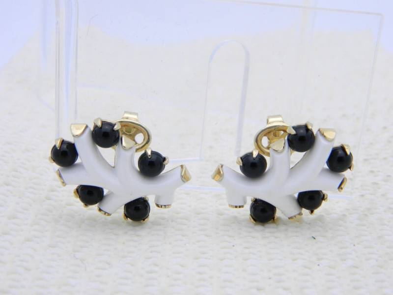 Vintage Seltene Krone Trifari Gold Ton "Punktion Weiß" Lucite Clip Ohrringe von OrganizedChaosLLCMa