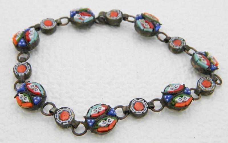 Vintage Silber Ton Micro Mosaik Glas Pin Armband Italien Gestempelt von OrganizedChaosLLCMa