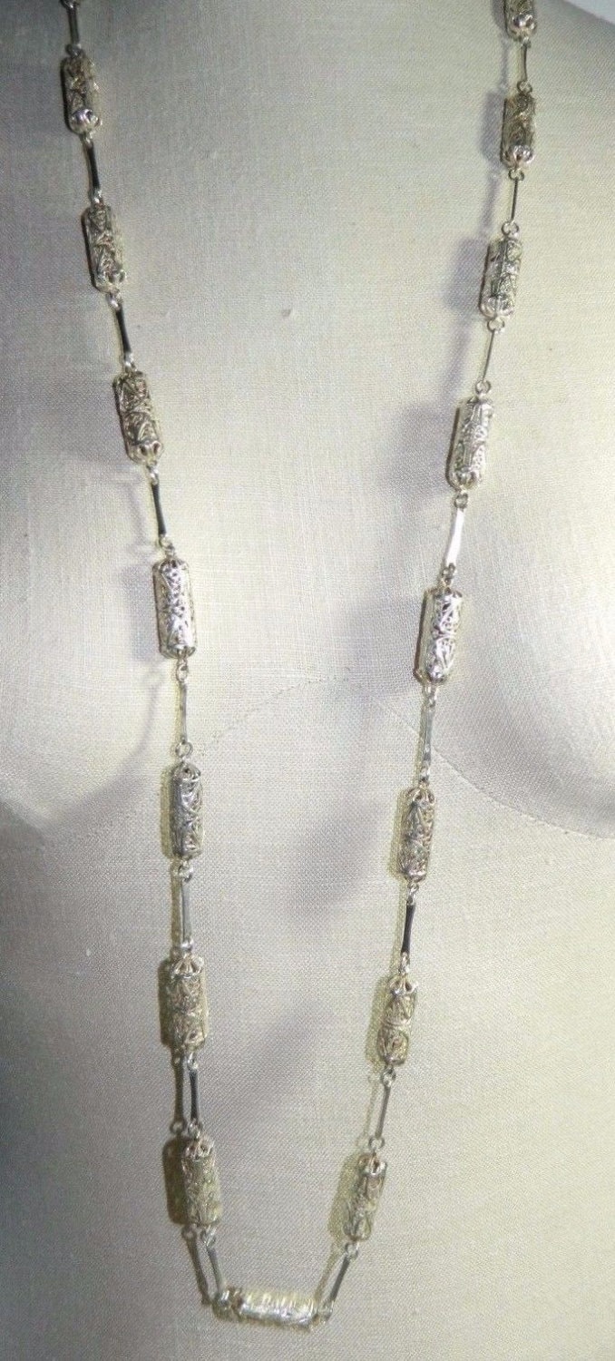 Vtg .925 Sterling Silber Filigrane Openwork Halskette Armband Set 65 Gramm von OrganizedChaosLLCMa
