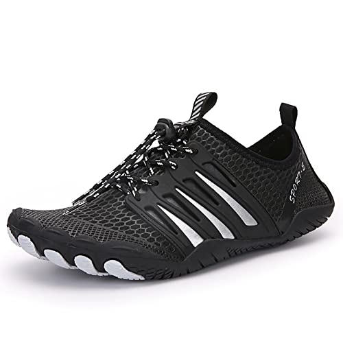 Barfuß-Wanderschuhe für Damen und Herren, schnelltrocknend, sportlich, Wandern, Sport, Reisen, atmungsaktiv und rutschfest, breite Zehenpartie, Wasserschuhe für, Schwarz F, 41 EU von Orgonite