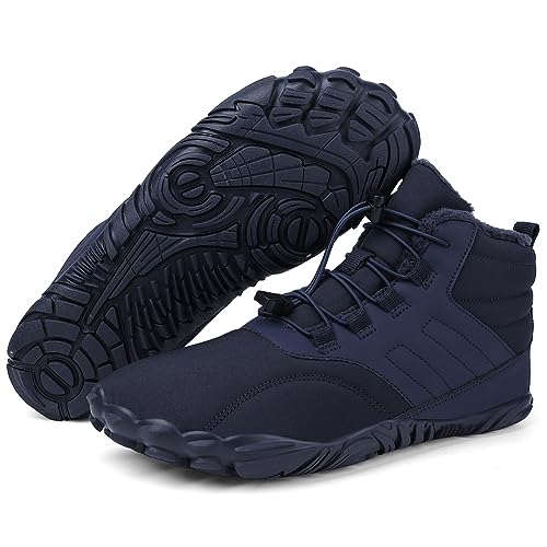 Orgonite Barfußschuhe Damen Herren Winter Barfussschuhe Wasserabweisend Gefüttert Winterschuhe Warm Winterstiefel für Outdoor, Wandern, Camping, Bergsteigen von Orgonite