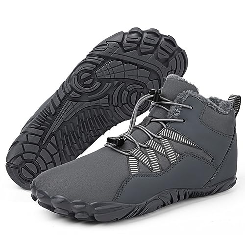 Orgonite Barfußschuhe Damen Herren Winter Barfussschuhe Wasserabweisend Gefüttert Winterschuhe Warm Winterstiefel für Outdoor, Wandern, Camping, Bergsteigen von Orgonite