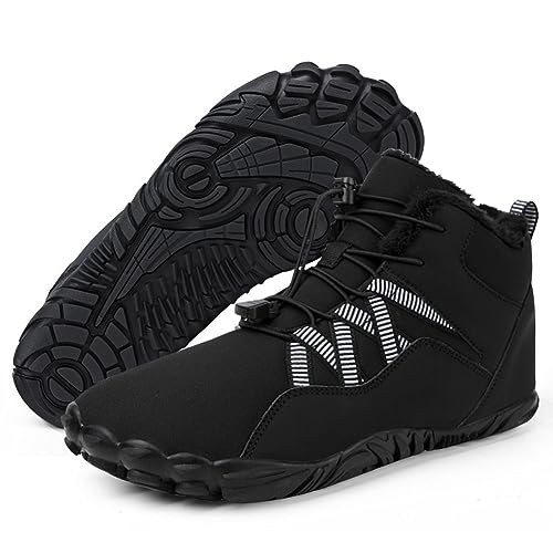 Orgonite Barfußschuhe Damen Herren Winter Barfussschuhe Wasserabweisend Gefüttert Winterschuhe Warm Winterstiefel für Outdoor, Wandern, Camping, Bergsteigen von Orgonite