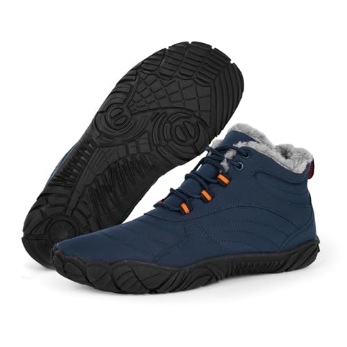 Orgonite Barfußschuhe Winter Damen Herren Barfussschuhe Wasserabweisend Gefüttert Winterschuhe Warm Winterstiefel für Outdoor, Wandern, Camping, Bergsteigen von Orgonite