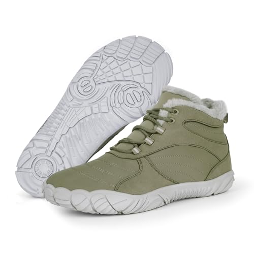 Orgonite Barfußschuhe Winter Damen Herren Barfussschuhe Wasserabweisend Gefüttert Winterschuhe Warm Winterstiefel für Outdoor, Wandern, Camping, Bergsteigen von Orgonite