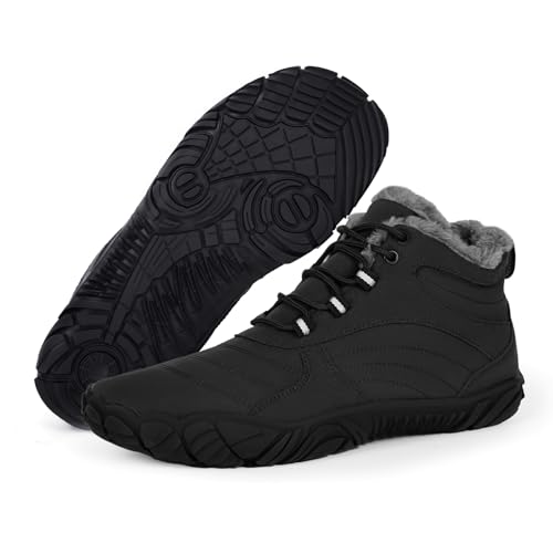 Orgonite Barfußschuhe Winter Damen Herren Barfussschuhe Wasserabweisend Gefüttert Winterschuhe Warm Winterstiefel für Outdoor, Wandern, Camping, Bergsteigen von Orgonite