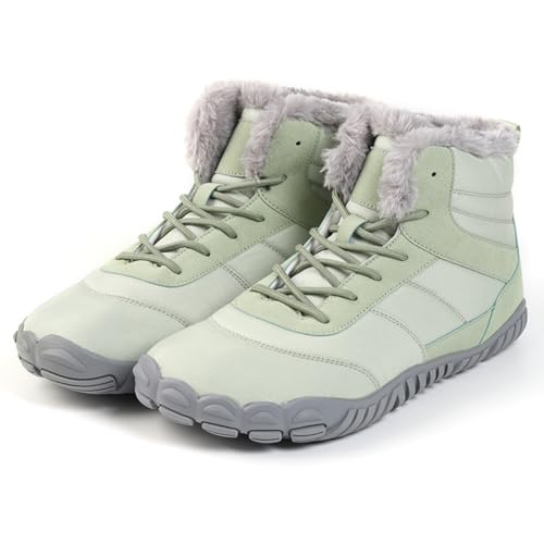 Orgonite Barfußschuhe Winter Damen Herren Barfussschuhe Wasserabweisend Gefüttert Winterschuhe Warm Winterstiefel für Outdoor, Wandern, Camping, Bergsteigen von Orgonite
