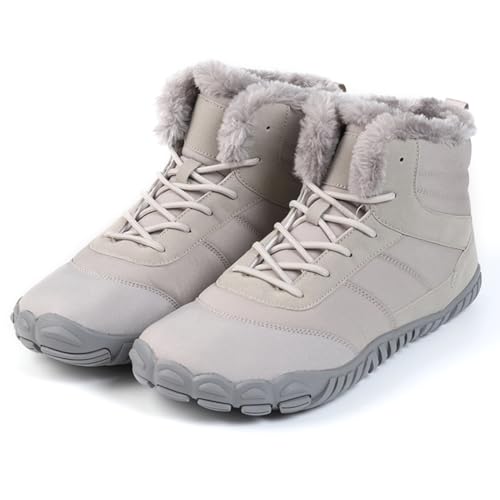 Orgonite Barfußschuhe Winter Damen Herren Barfussschuhe Wasserabweisend Gefüttert Winterschuhe Warm Winterstiefel für Outdoor, Wandern, Camping, Bergsteigen von Orgonite
