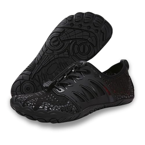 Wanderschuhe Barfußschuhe Herren Aquasocken Barfußschuhe Schnell Trocknend Athletisch Wandern Sport Reiseschuhe Atmungsaktiv rutschfest Weite Zehe Wasserschuhe für, Schwarz-D, 45 EU von Orgonite