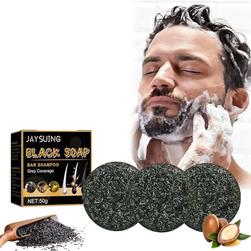 Shampoo Bar Grau Glanz Seife Haarseife gegen Graue Haare Haar Revitalisierungsbar Natural Hair Darkening Shampoo Bar Solid Shampoo Bar für Haar Anti Graue Haare für Männer und Frauen (3PC) von Orgrul