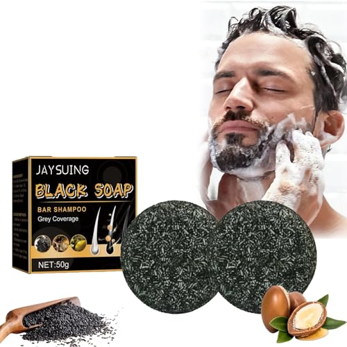 Shampoo Bar Grau Glanz Seife Haarseife gegen Graue Haare Haar Revitalisierungsbar Natural Hair Darkening Shampoo Bar Solid Shampoo Bar für Haar Anti Graue Haare für Männer und Frauen (2PC) von Orgrul