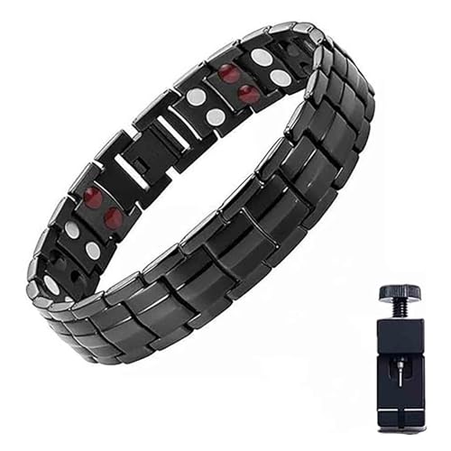 Orgrul Noruion Far-Infrarot-Ionen-Armband Magnetarmband Herren Mit Werkzeug Effektive Titan Magnetische Armbänder Magnetarmband Magnetbänder Für Herren Herrenarmband Längenverstellbar Mit (Schwarz) von Orgrul