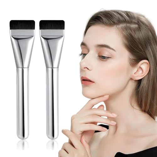 Ultra Thin Foundation Brush, Flacher Make Up Pinsel Foundation, Flacher Foundation Makeup Concealer Pinsel, Puderpinsel für Flüssiger Fondation Damen, Spachtel Pinsel Make Up, Concealer Pinsel (2PC) von Orgrul
