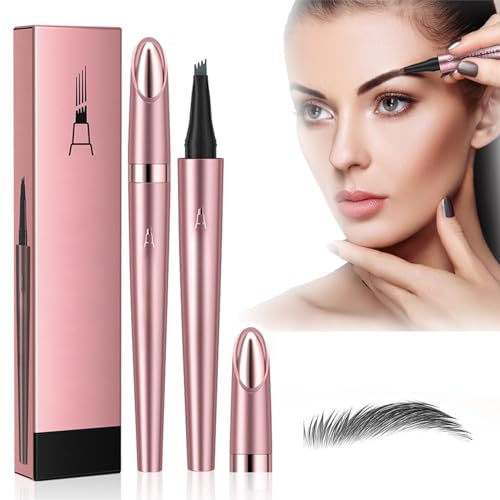 Wasserdichter 3D Augenbrauenstift mit 4 Gabelspitzen 2025 Neu Upgrade Wasserfester Augenbrauenstift Microblading Augenbrauenstift Härchenzeichnung 2025 Neuest Augenbrauen Stift (#03 Graue Farbe) von Orgrul