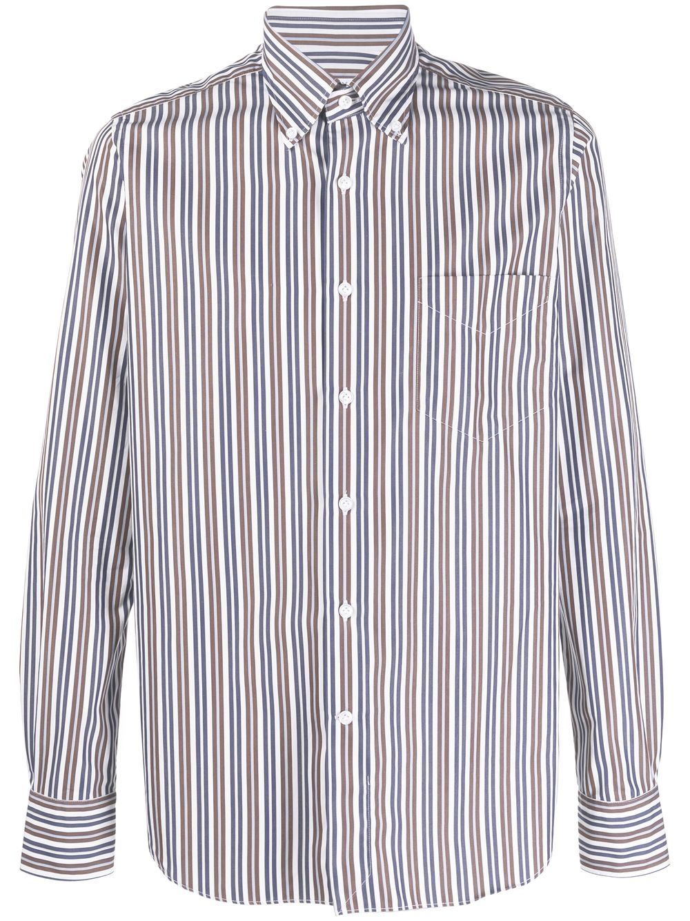 Orian Gestreiftes Button-down-Hemd - Blau von Orian