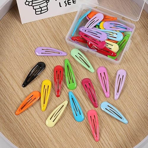 Snap Haarspangen Set, Haarspangen 5 cm Metall, 40 Stück Snap Haarclips mit Box, Rutschfeste Haar Snap Clips Dünnes und Dickes Haar, Haaraccessoires für Mädchen Damen (Bunt Stil B) von Oridaceae