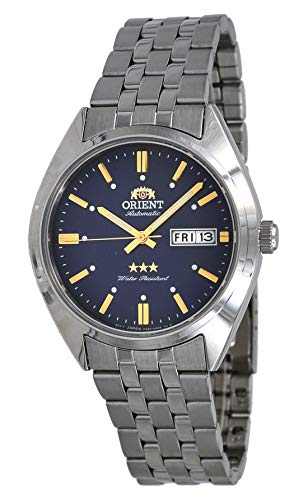 Orient RA-AB0E08L Herren 3 Sterne Edelstahl Blau Zifferblatt Tag Datum Automatik Armbanduhr von Orient