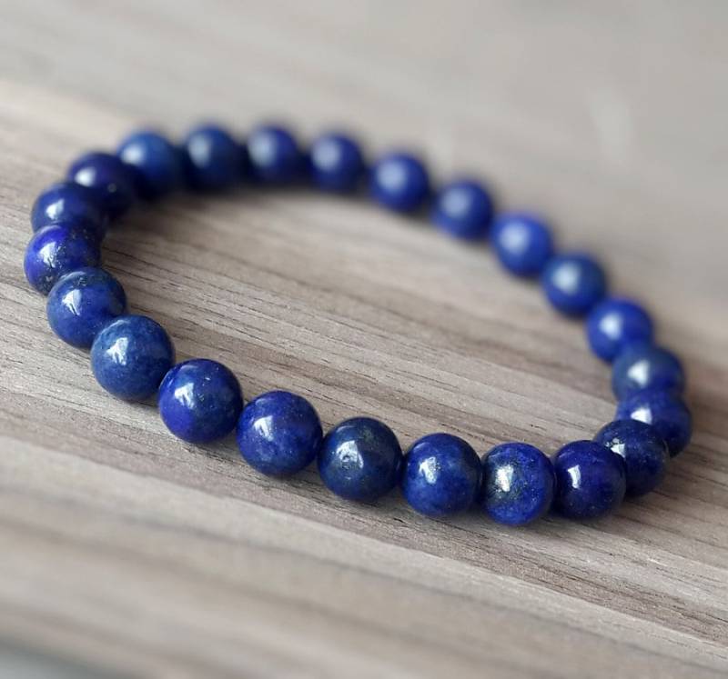 8 Mm Echtes Lapis Lazuli Armband, Natürliches Dunkelblaues Damen Herren Perlen Edelstein Stretch Armband B39 von OrientAppeal