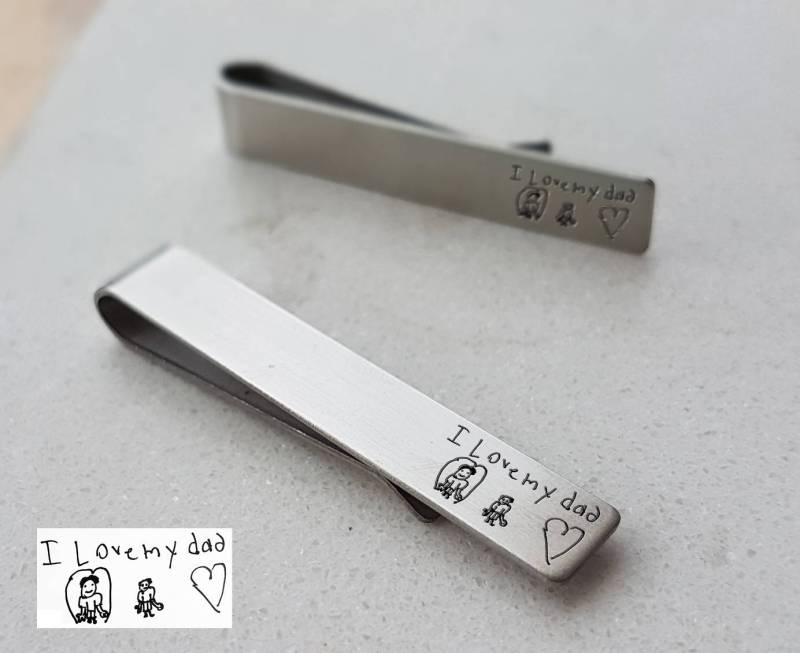 Vatertag - Personalisierte Krawattenstange Krawattenklammer Kinderzeichnung Vatertagsgeschenk Tatsächliche Handschrift T5 von OrientAppeal