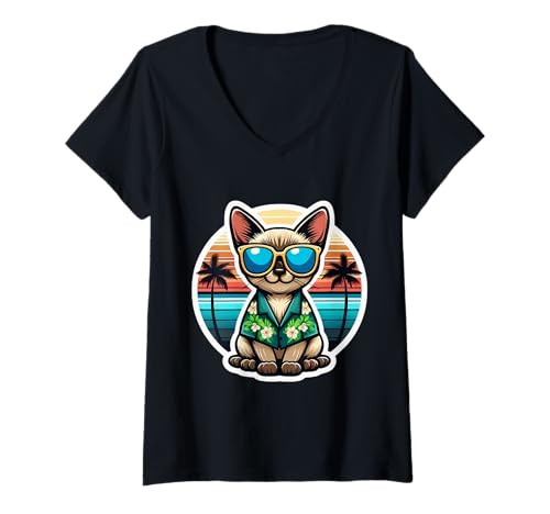 Damen Orientalische Katzenbesitzer Sommer Vibes Urlaub Urlaub Mama Lady T-Shirt mit V-Ausschnitt Damen Orientalische Katzenbesitzer Sommer Vibes Urlaub Urlaub Mama Lady T-Shirt mit V-Ausschnitt von Oriental Cat Owner Summer Vibes Vacation Products