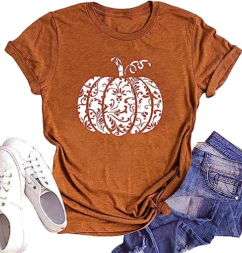 Herbst-Shirts für Damen, Halloween, Kürbis, Grafik-T-Shirt, Thanksgiving, Familie, Truthahn-Top, niedliches Herbst-T-Shirt, Weißer Kürbis, X-Groß Herbst-Shirts für Damen, Halloween, Kürbis, Grafik-T-Shirt, Thanksgiving, Familie, Truthahn-Top, niedliches Herbst-T-Shirt, Weißer Kürbis, X-Groß von Oriental Pearl