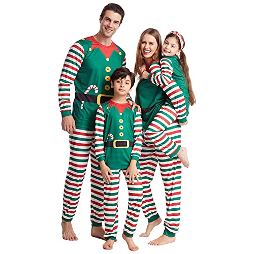 Oriental eLife Passender Weihnachten Familien-Schlafanzug Für Familie, Elfen Pyjamas Weihnachten, Familie Weihnachten Pyjamas Set, Bedruckte Weihnachten Elfe Nachtwäsche Outfits für Jungen Mädchen von Oriental eLife