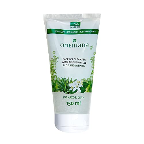 Orientana 98.3 % natürliche tägliche Tiefenreinigung für das Gesicht, Aloe Vera, Jasmin und Reispartikel, veganes, sanftes Waschgel, auf Wasserbasis, für Damen und Herren, 150 ml von Orientana