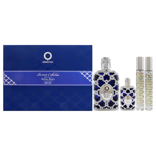 Royal Bleu by Orientica für Unisex - 4-Teiliges Geschenkset mit EDP Spray (2,7 oz, 7,5 ml, 2 x 10 ml) von Orientica