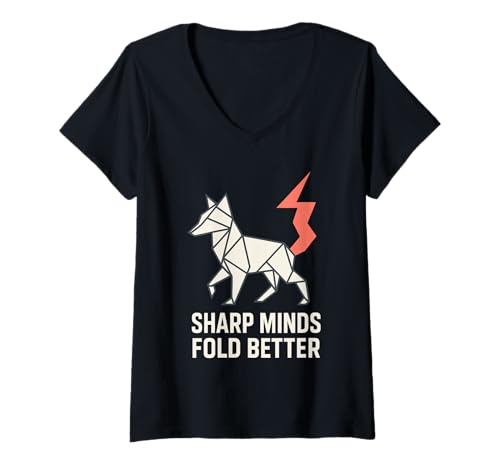 Damen Origami-Künstlerpapier, zusammenklappbar, für Hobby, modularer Kranich T-Shirt mit V-Ausschnitt Damen Origami-Künstlerpapier, zusammenklappbar, für Hobby, modularer Kranich T-Shirt mit V-Ausschnitt von Origami Club Gift One Fold at a Time Paper Art