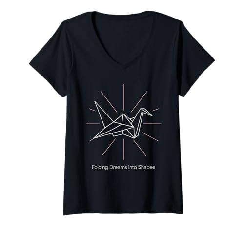 Damen Origami-Künstlerpapier, zusammenklappbar, für Hobby, modularer Kranich T-Shirt mit V-Ausschnitt Damen Origami-Künstlerpapier, zusammenklappbar, für Hobby, modularer Kranich T-Shirt mit V-Ausschnitt von Origami Club Gift One Fold at a Time Paper Art