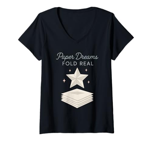 Damen Origami-Künstlerpapier, zusammenklappbar, für Hobby, modularer Kranich T-Shirt mit V-Ausschnitt Damen Origami-Künstlerpapier, zusammenklappbar, für Hobby, modularer Kranich T-Shirt mit V-Ausschnitt von Origami Club Gift One Fold at a Time Paper Art