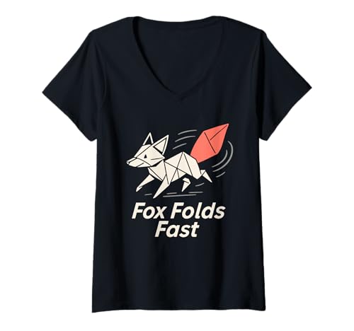 Damen Origami-Künstlerpapier, zusammenklappbar, für Hobby, modularer Kranich T-Shirt mit V-Ausschnitt Damen Origami-Künstlerpapier, zusammenklappbar, für Hobby, modularer Kranich T-Shirt mit V-Ausschnitt von Origami Club Gift One Fold at a Time Paper Art