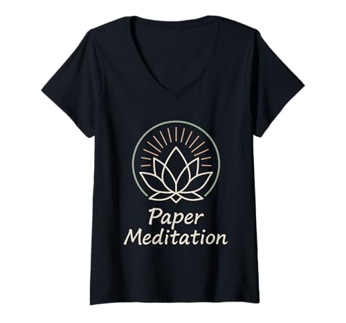 Damen Origami-Künstlerpapier, zusammenklappbar, für Hobby, modularer Kranich T-Shirt mit V-Ausschnitt Damen Origami-Künstlerpapier, zusammenklappbar, für Hobby, modularer Kranich T-Shirt mit V-Ausschnitt von Origami Club Gift One Fold at a Time Paper Art