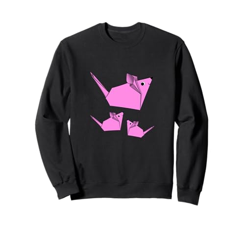 Mäuse-Hemd, niedlich, rosa, Origami, Mutter Maus und Baby-Mäuse Sweatshirt von Origami Shirt Designs