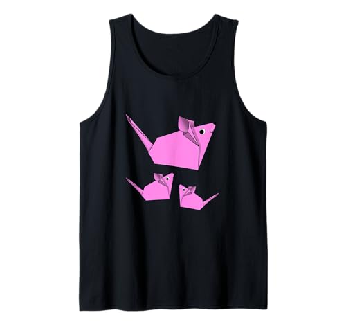 Mäuse-Hemd, niedlich, rosa, Origami, Mutter Maus und Baby-Mäuse Tank Top von Origami Shirt Designs