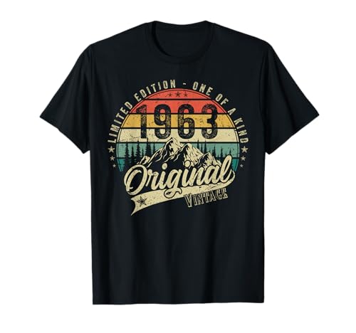 1963 Vintage Jahrgang Geburtstag Retro Herren Damen Geschenk T-Shirt von Original 1963 Geburtstag Legende Mann Frau Deko