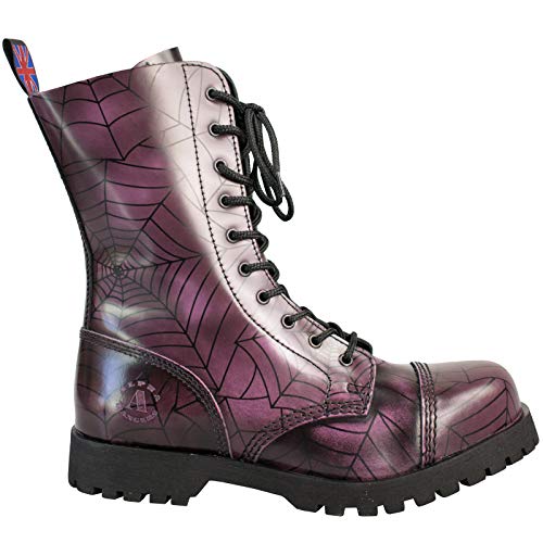 Alpha Rangers 10-loch Boot Ranger Festival Army Gothic Leder Springerstiefel Spider Print Lila 5012 UK 4 / EU 38 von Original Alpha Rangers