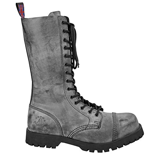 Alpha Rangers 14-loch Boot Festival Army Gothic Leder Springerstiefel Stahlkappe Antrax Grau 5031 EU 36 von Original Alpha Rangers