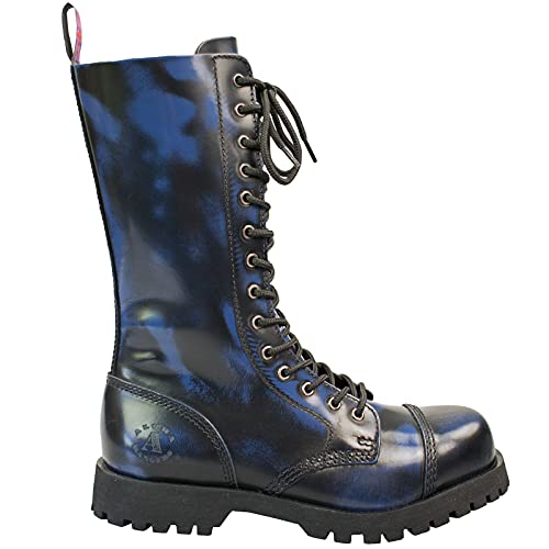 Alpha Rangers 14-loch Boot Festival Army Gothic Leder Springerstiefel Stahlkappe Blau Rub Off 5027 UK 9 / EU 43 von Original Alpha Rangers